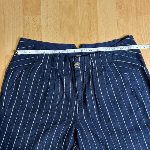 NWT Free People High Waist Blue and White Pinstriped Shorts Linen Cotton 6 - Picture 7 of 9